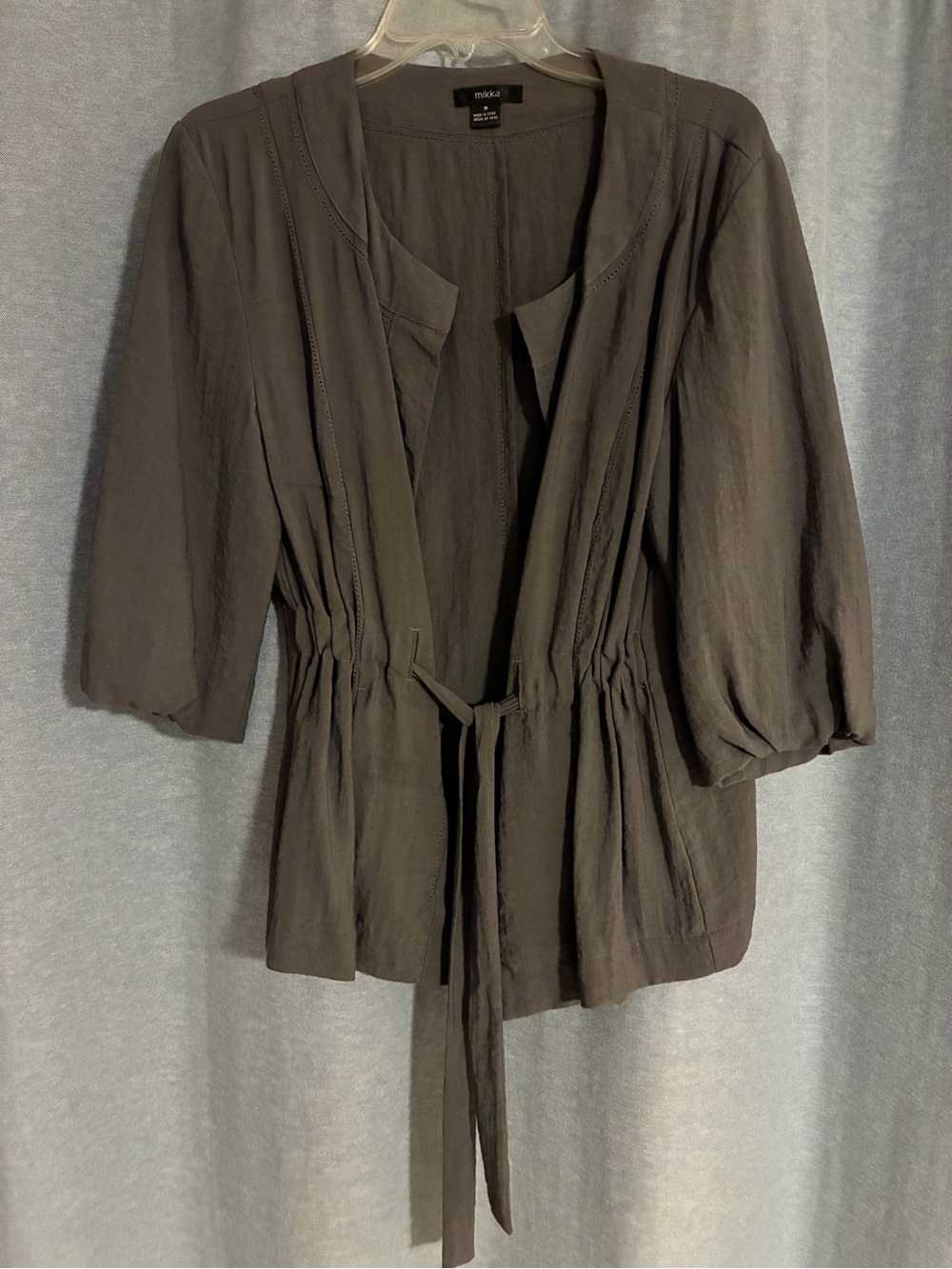Vintage 90s Mikka Charcoal Tie-Waist Jacket — M